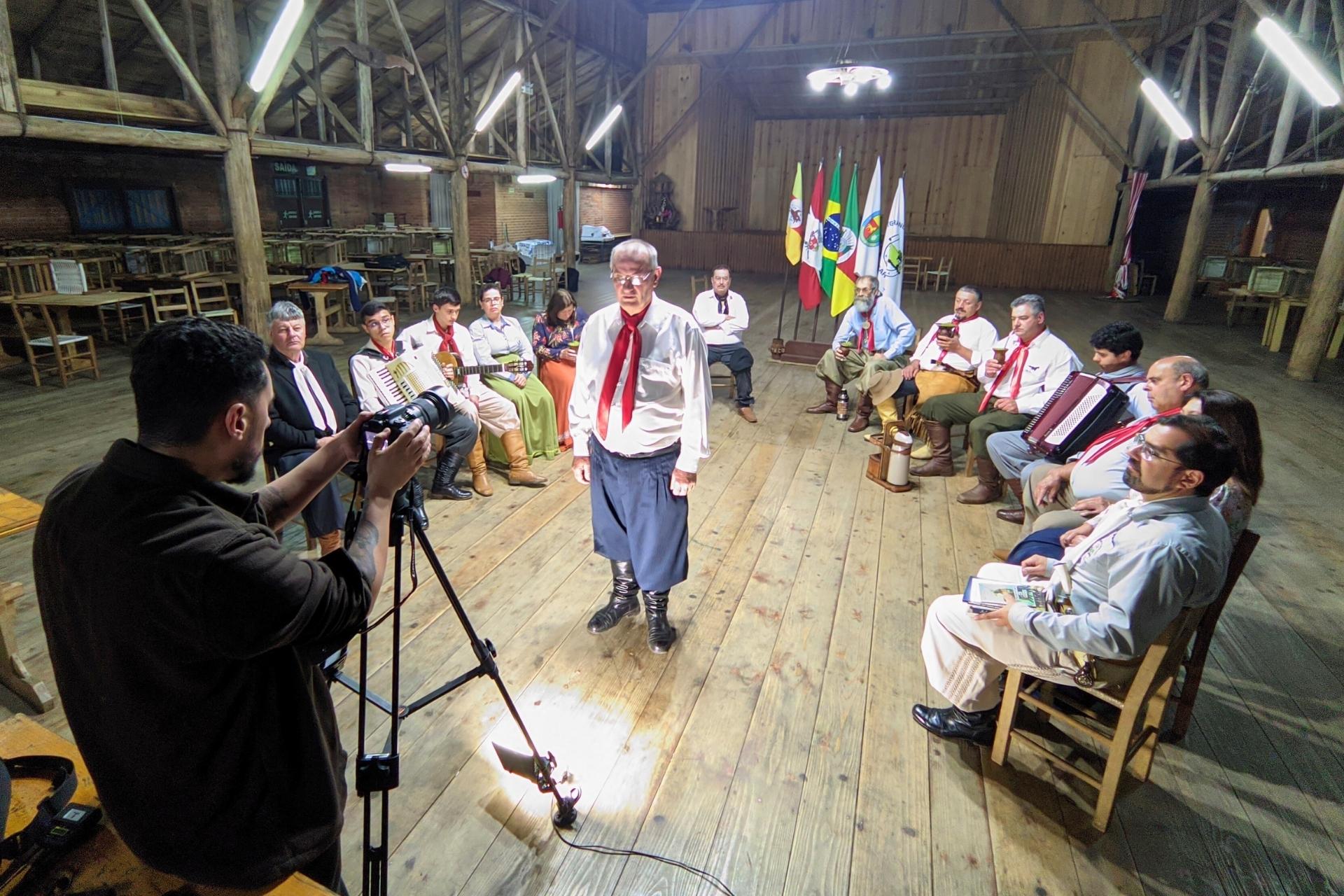 Gravação de documentário na Rota dos Tropeiros, em Vacaria, na Comunidade Tradicionalista do CTG Rancho da Integração.