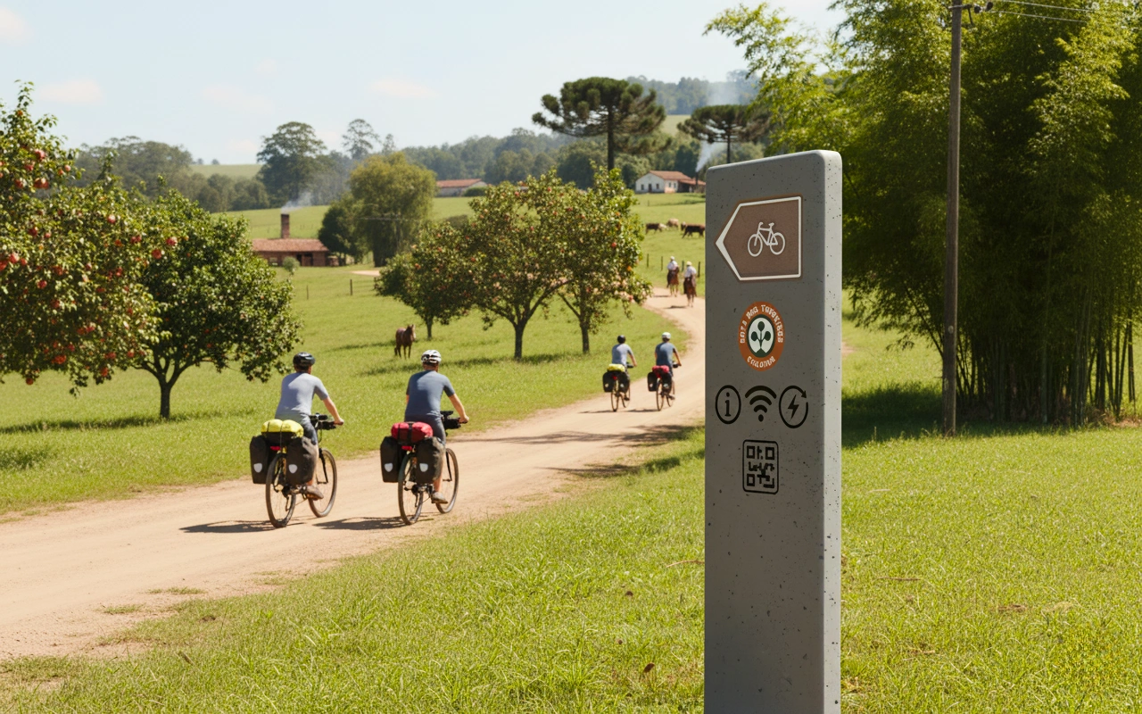 Ciclistas praticando cicloturismo autoguiado na Rota dos Tropeiros Ciclistas praticando cicloturismo autoguiado na Rota dos Tropeiros